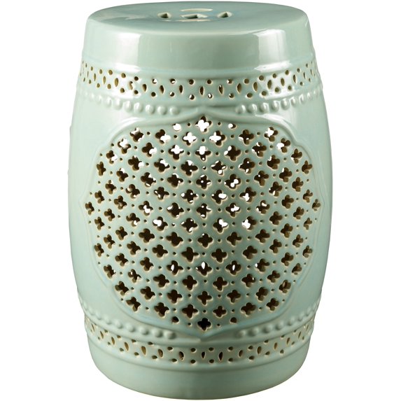 Livabliss Garden Stools - Auburndale Sage Ceramic Decorative Garden Stool - Global Indoor Outdoor Chinoiserie Decor - Patio Garden Room Furniture Piece (17"H x 13"W x 13"D)