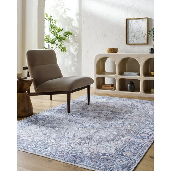 Livabliss Washable Rugs for Living Room, 7x9 Georgina Traditional Cream Area Rug, Bedroom Dining Room Home Decor Stain Resistant Carpet (6'7" x 9')