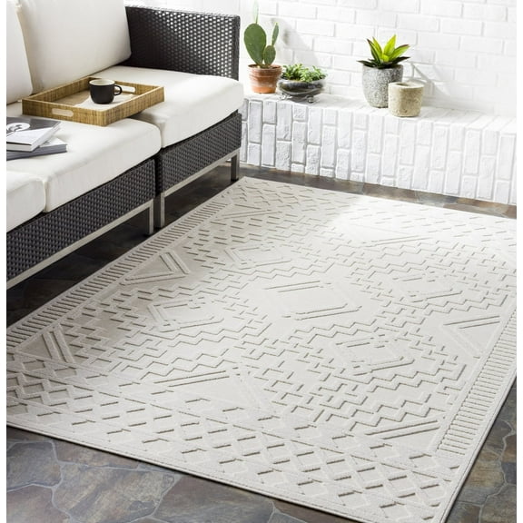 Livabliss Outdoor Rugs, 5x7 Greenwich Global Beige Area Rug for Patio, Porch, Deck, Backyard, Waterproof Indoor Outdoor Carpet (5'1" x 7'3")