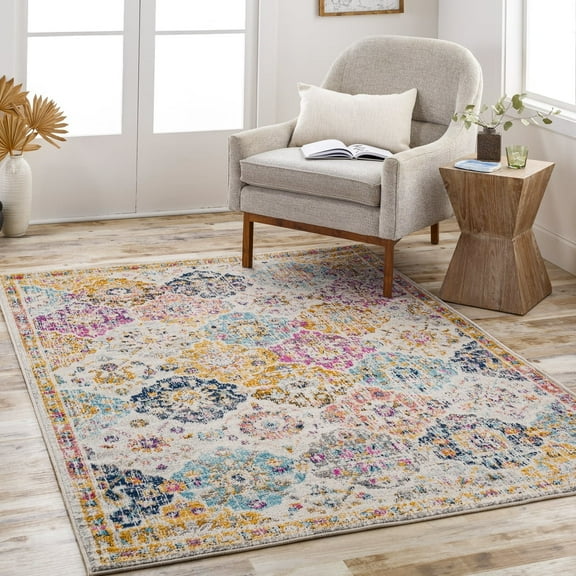Livabliss Area Rugs for Living Room, 4x6 Harput Traditional Beige Rug, Bedroom Dining Room Home Decor Stain Resistant Carpet (3'11" x 5'7")