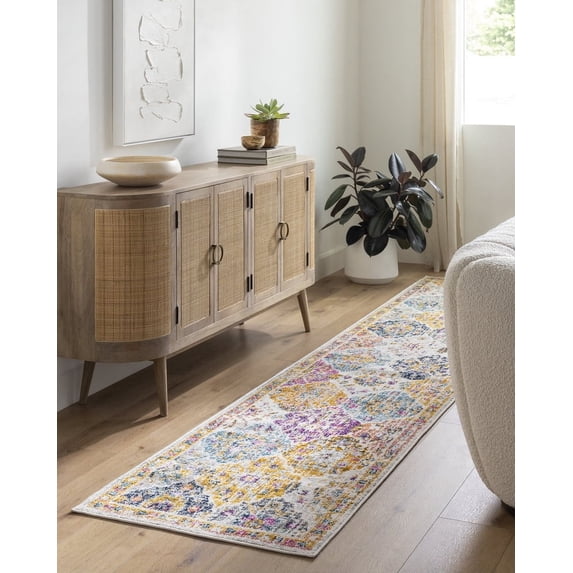 Livabliss Area Rugs for Living Room, 7x9 Harput Traditional Beige Oval Rug, Bedroom Dining Room Home Decor Stain Resistant Carpet (6'7" x 9')