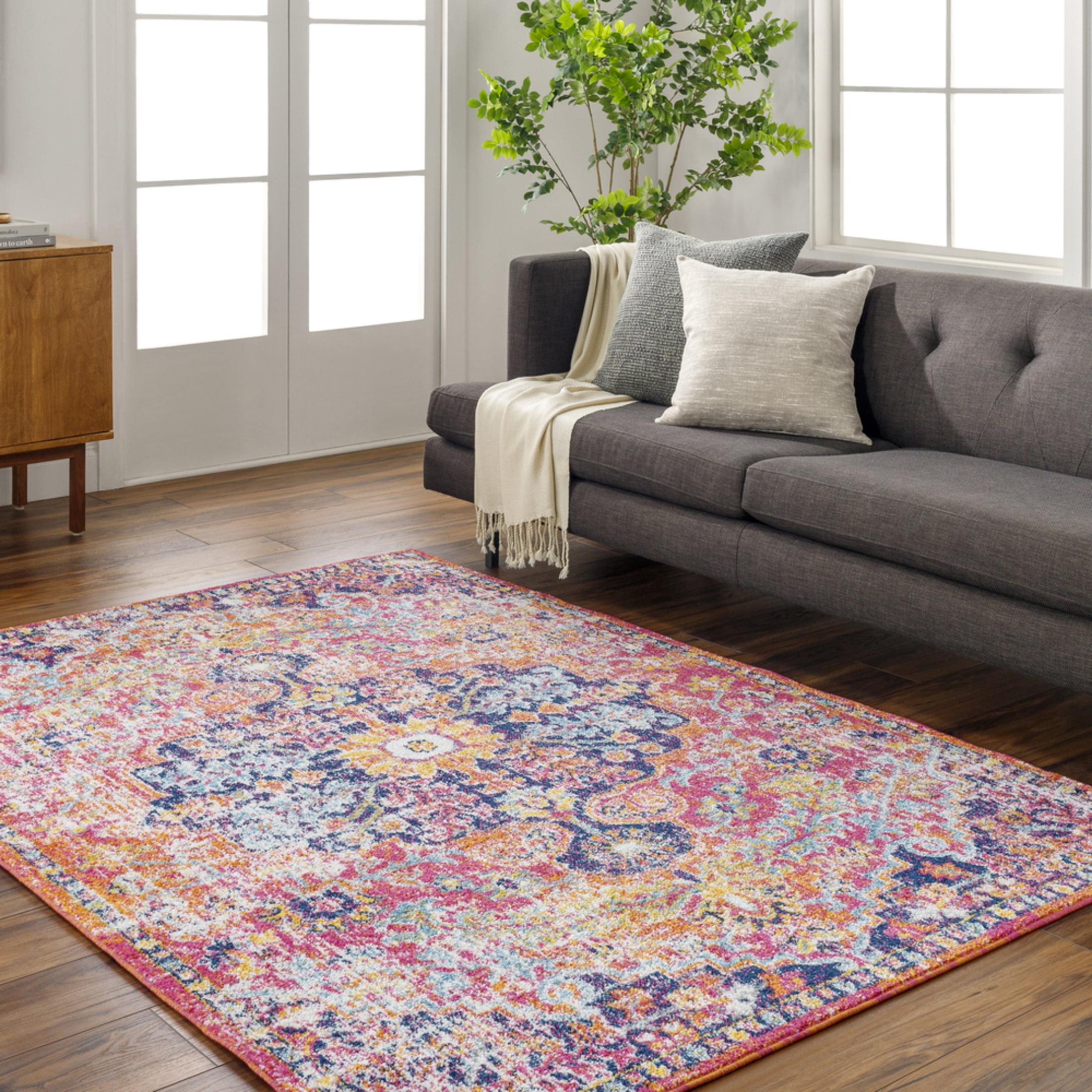 Livabliss Harput Vintage Medallion Area Rug,2' x 2'11",Burnt Orange