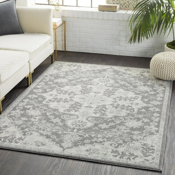 Livabliss Harput Vintage Medallion Area Rug,2' x 2'11",Grey