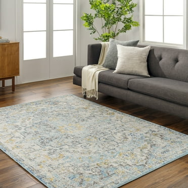 Livabliss Harput Vintage Medallion Area Rug,2' x 2'11",Pale Blue