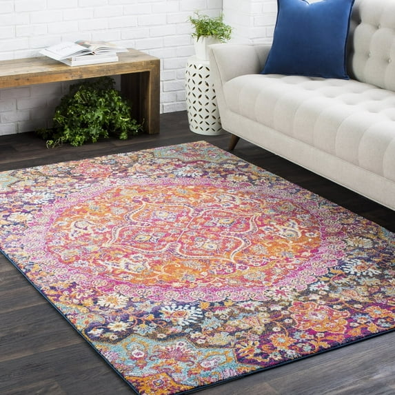 Livabliss Area Rugs for Living Room, 4x6 Harput Traditional Purple Rug, Bedroom Dining Room Home Decor Stain Resistant Carpet (3'11" x 5'7")