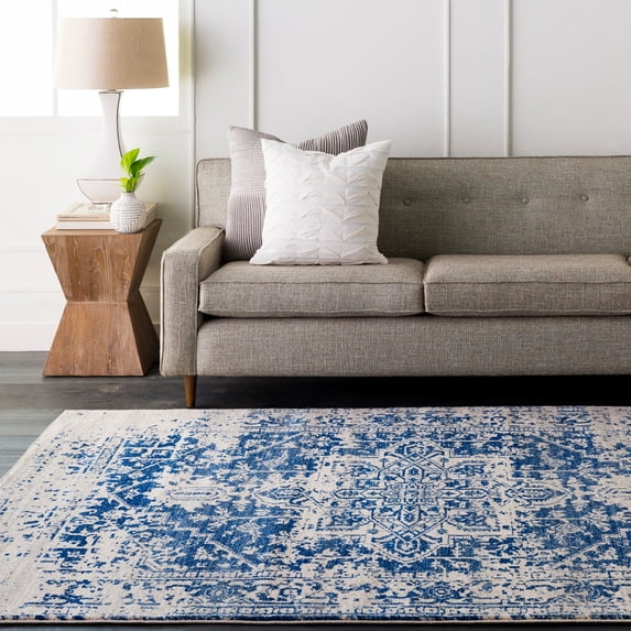 Livabliss Area Rugs for Living Room, 5x7 Harput Traditional Blue Rug, Bedroom Dining Room Home Decor Stain Resistant Carpet (5'3" x 7'3")