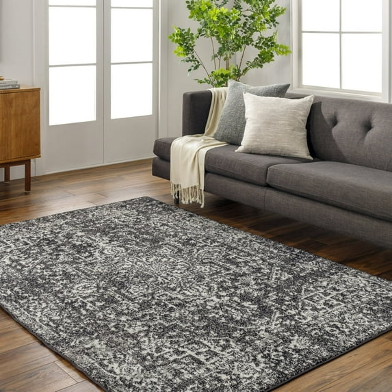 Livabliss Area Rugs for Living Room, 5x7 Harput Traditional Black Rug, Bedroom Dining Room Home Decor Stain Resistant Carpet (5'3" x 7'3")