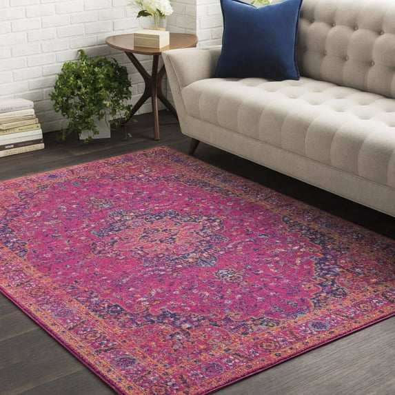 Livabliss Area Rugs for Living Room, 5x7 Harput Traditional Pink Rug, Bedroom Dining Room Home Decor Stain Resistant Carpet (5'3" x 7'3")