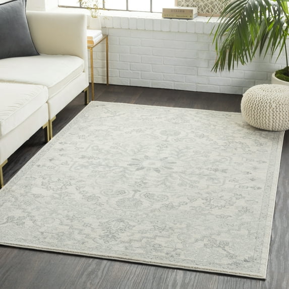 Livabliss Harput Vintage Medallion Area Rug,7'10" x 10'2",Light Grey
