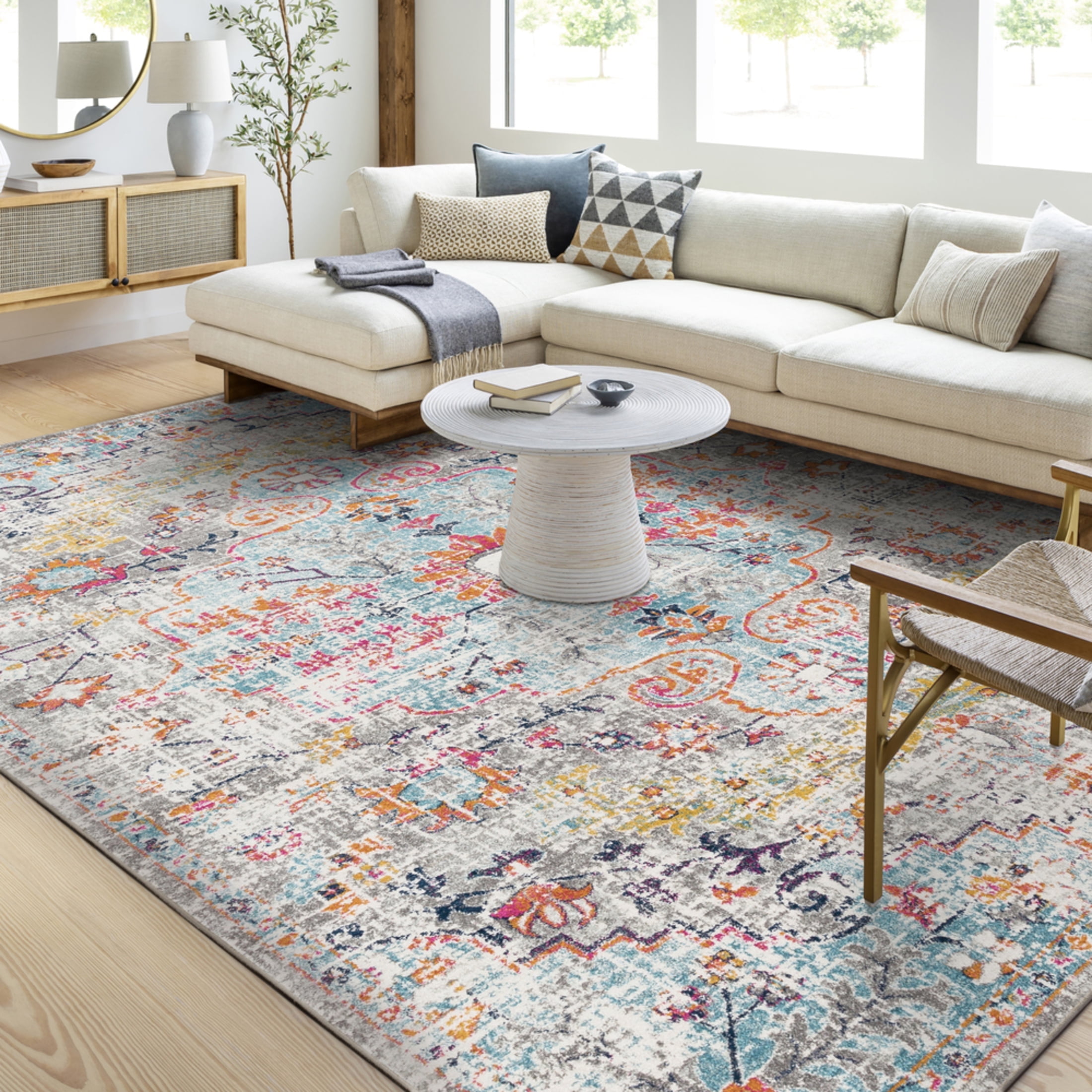 Livabliss Area Rugs for Living Room, 9x12 Harput Traditional Blue Rug, Bedroom Dining Room Home Decor Stain Resistant Carpet (8'10" x 12'6")