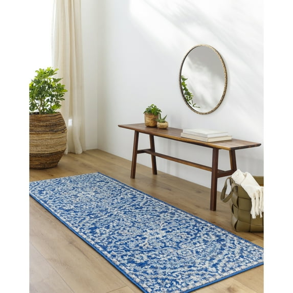 Livabliss Harput Vintage Medallion Runner Area Rug,2'7" x 7'3",Navy
