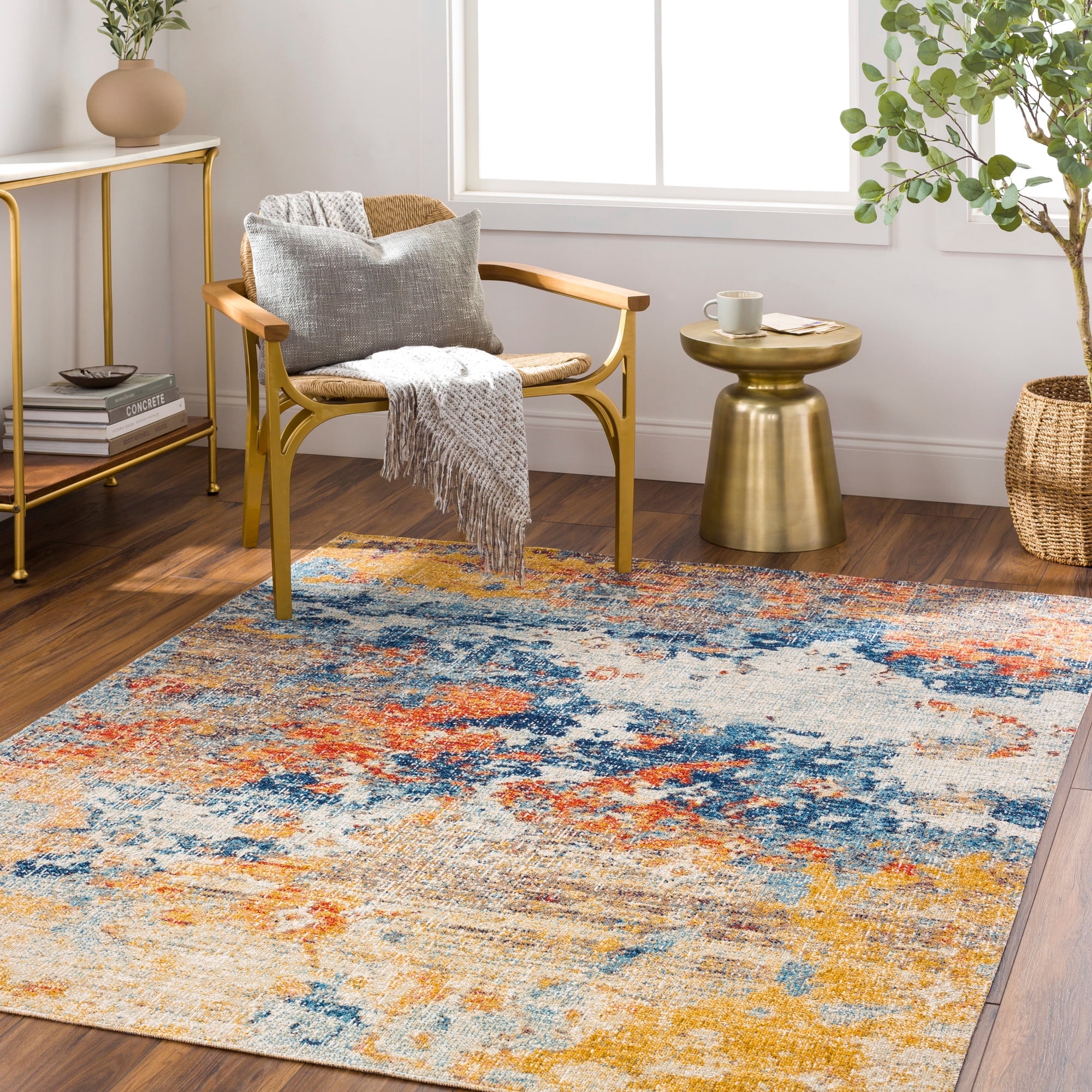 Huntington Beach Multicolor Abstract Polyester Indoor/Outdoor Rug, 5'3" x 7'
