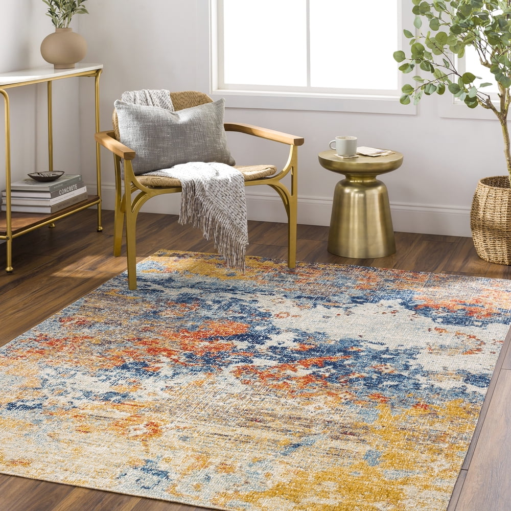 Huntington Beach Multicolor Abstract Polyester Indoor/Outdoor Rug, 5'3" x 7'
