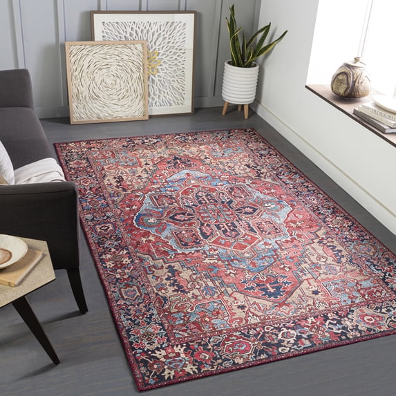 Livabliss Iris Oriental Indoor Area Rug, Red ,10' x 14'