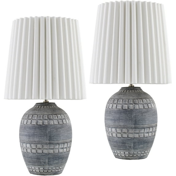 Livabliss Iroh Traditional Accent Table Lamp, 19-inch, Light Gray with White Shade