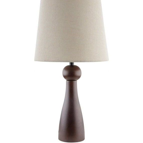 Livabliss Jatoba Modern Accent Table Lamp, 19-inch, Dark Brown with Beige Shade