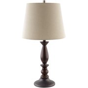 Livabliss Kauri Modern Accent Table Lamp, 22-inch, Dark Brown with Beige Shade