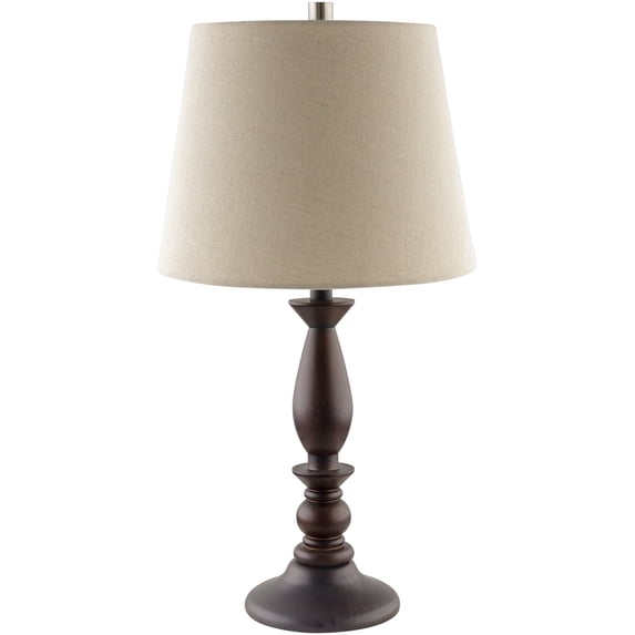 Livabliss Kauri Modern Accent Table Lamp, 22-inch, Dark Brown with Beige Shade