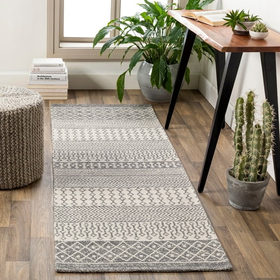 Livabliss Washable Rugs for Living Room, 2x7 La Casa Global Charcoal Runner Area Rug, Bedroom Dining Room Home Decor Stain Resistant Carpet (2'6" x 7'3" Runner)