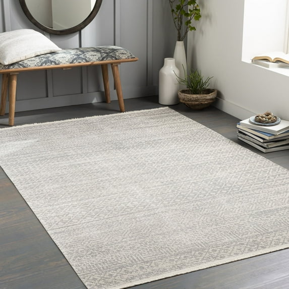 Livabliss Washable Rugs for Living Room, 5x7 Lavadora Global Gray Area Rug, Bedroom Dining Room Home Decor Stain Resistant Carpet (5'3" x 7')