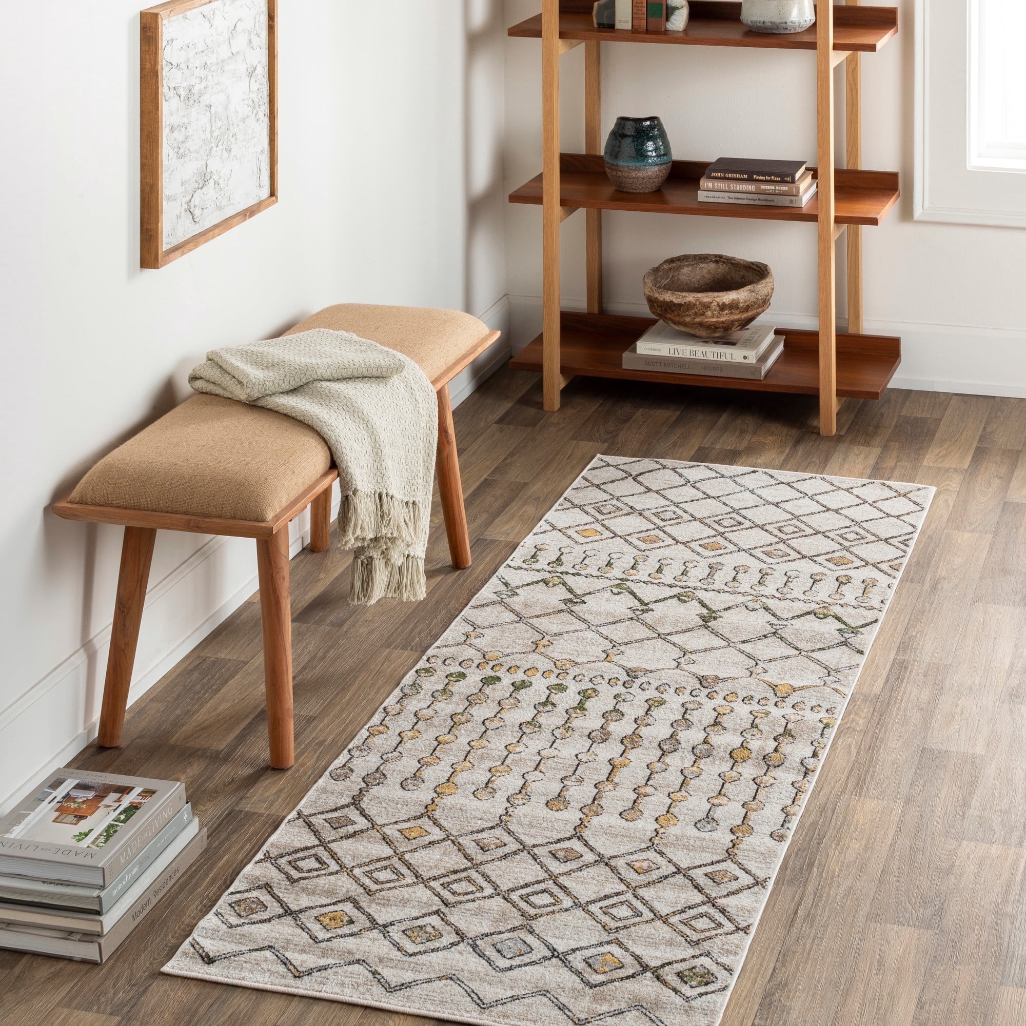 Livabliss Washable Rugs for Living Room, 3x7 Lavadora Global Sage Runner Area Rug, Bedroom Dining Room Home Decor Stain Resistant Carpet (2'7" x 7'3" Runner)