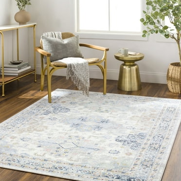 Livabliss Lavadora Oriental Machine Washable Indoor Area Rug, 5'3" x 7', Light Blue
