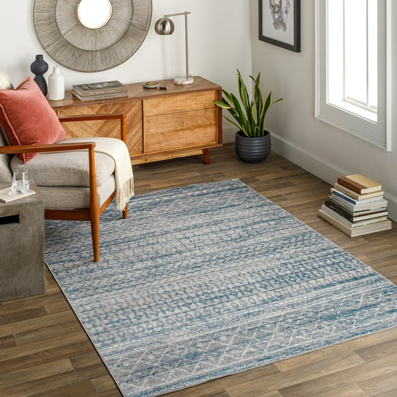 Livabliss Lavadora Tribal Machine Washable Area Rug, Navy/Multi ,9'3" x 12'