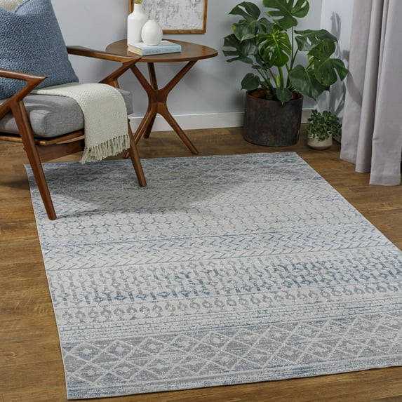 Livabliss Lavadora Tribal Machine Washable Indoor Area Rug, 6'7" x 9', Gray