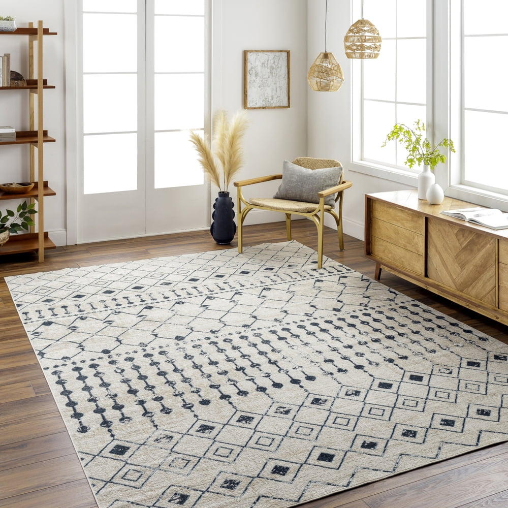 Easy Care Reversible Spot Gray Synthetic 8' x 10' Area Rug