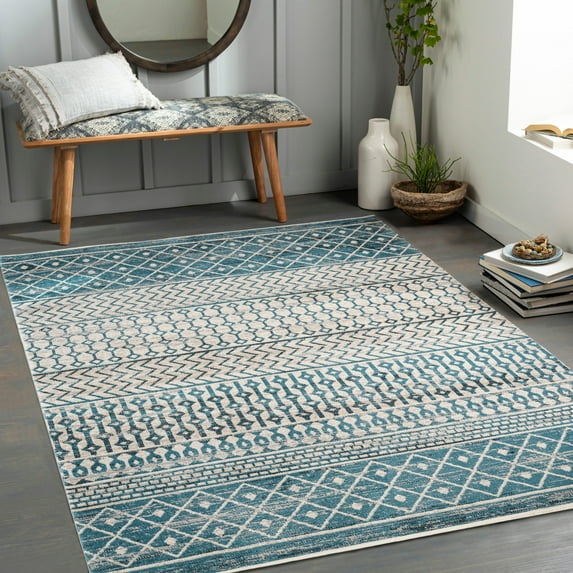 Livabliss Lavadora Tribal Machine Washable Indoor Area Rug, Blue/Multi ,9'3" x 12'