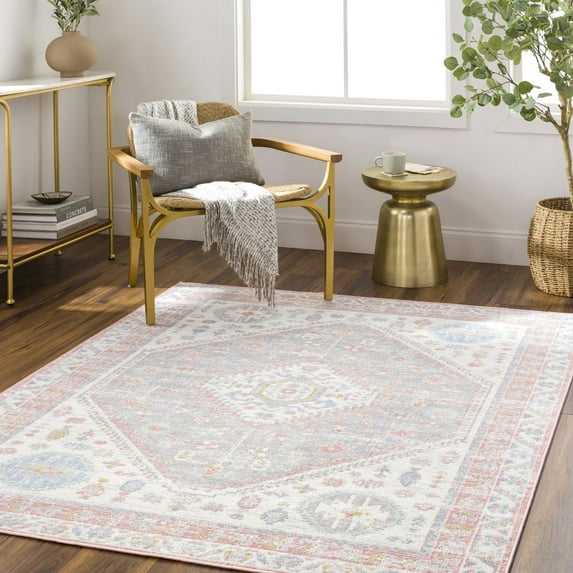 Livabliss Washable Rugs for Living Room, 5x7 Lavadora Traditional Ivory Area Rug, Bedroom Dining Room Home Decor Stain Resistant Carpet (5'3" x 7')