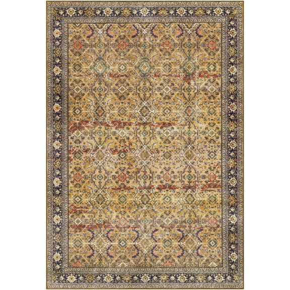 Livabliss Leicester Vintage Washable Area Rug, Brown, 8'10" x 11'10"