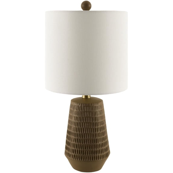 Livabliss Leipzig Rustic Accent Table Lamp, 20-inch, Brown with White Shade