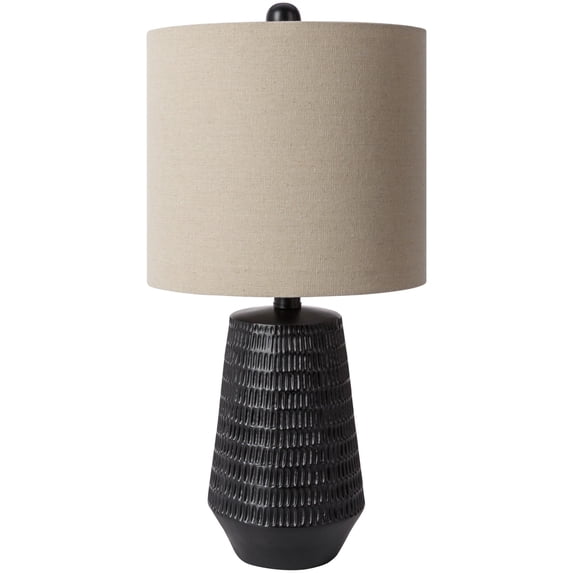 Livabliss Leipzig Rustic Accent Table Lamp, 21-inch, Black with Beige Shade