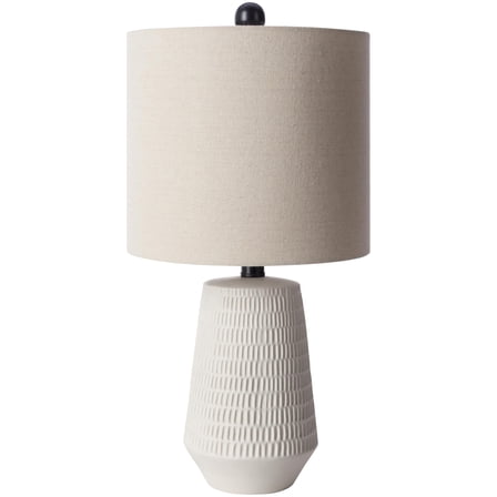 Livabliss Leipzig Rustic Accent Table Lamp, 21-inch, White with Beige Shade