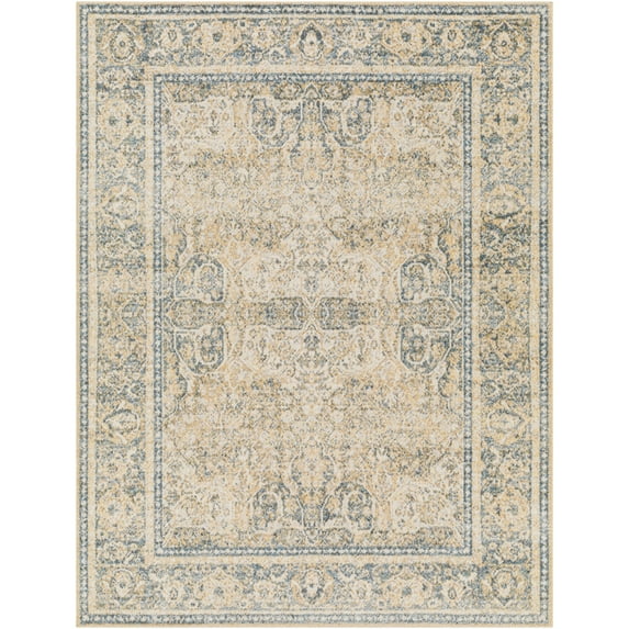 Livabliss Lillian Medallion Machine Washable Indoor Area Rug, Ice Blue/Beige ,9'2" x 12'4"