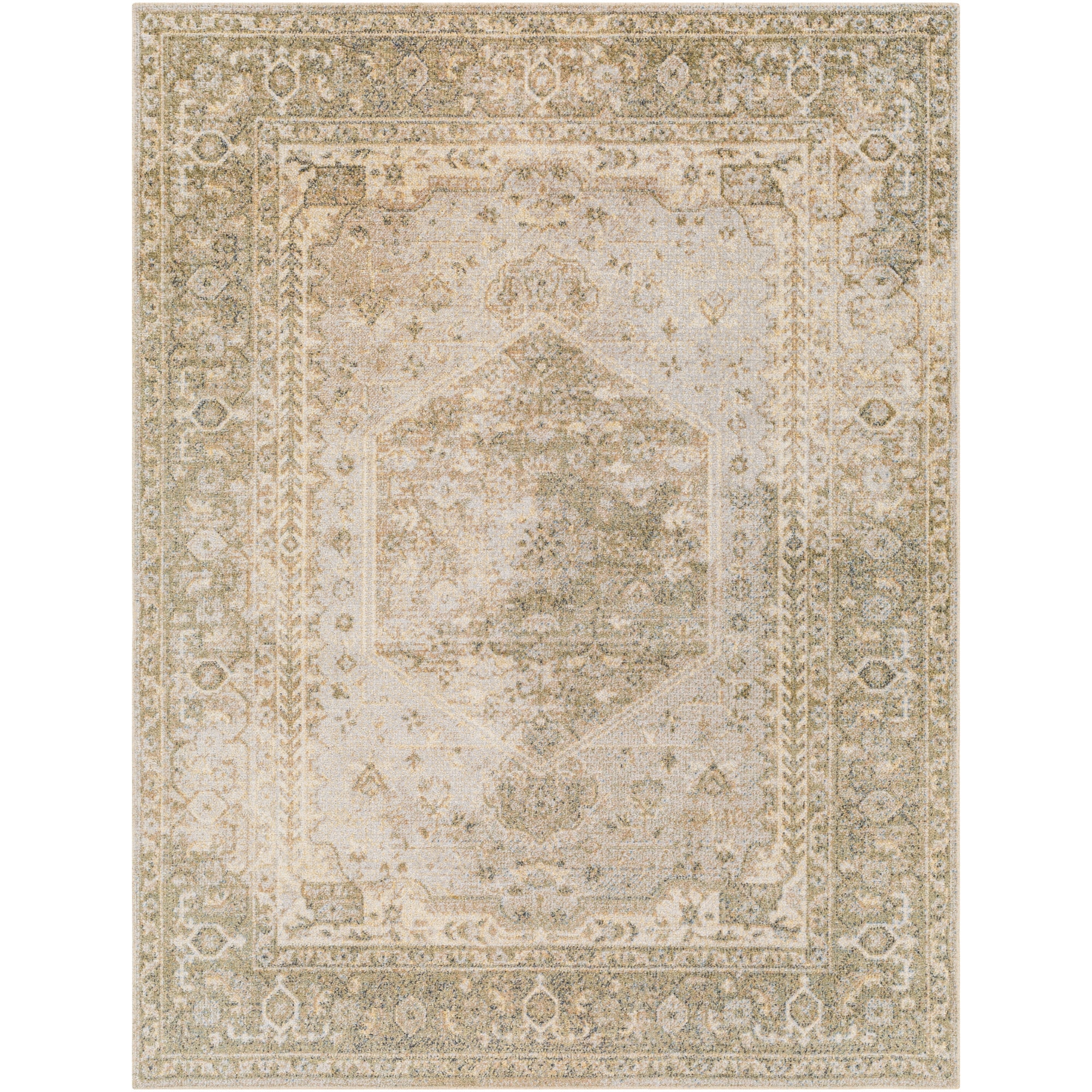 Livabliss Lillian Medallion Machine Washable Indoor Area Rug, Light Beige/Light gray ,9'2" x 12'4"