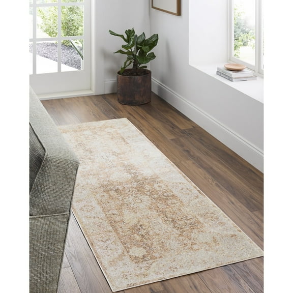 Livabliss Washable Rugs for Living Room, 3x7 Lillian Traditional Brown Runner Area Rug, Bedroom Dining Room Home Decor Stain Resistant Carpet (2'7" x 7'3" Runner)