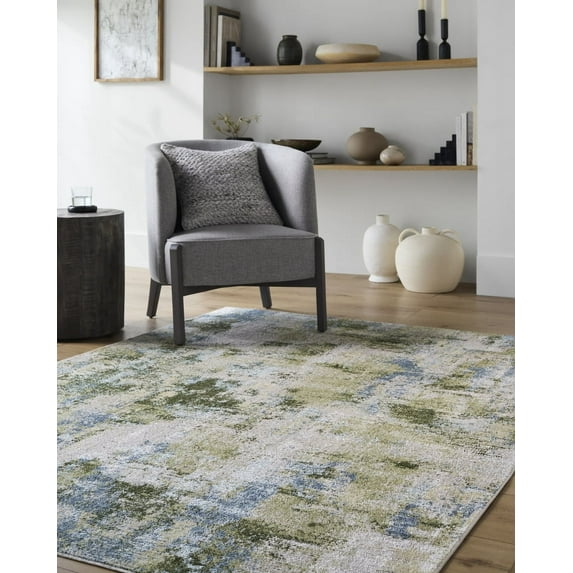 Livabliss Washable Rugs for Living Room, 2x4 Lillian Modern Dark Green Area Rug, Bedroom Dining Room Home Decor Stain Resistant Carpet (2'2" x 3'9")