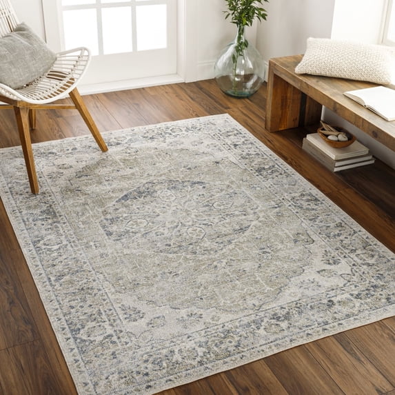 Livabliss Washable Rugs for Living Room, 2x3 Lillian Traditional Gray Area Rug, Bedroom Dining Room Home Decor Stain Resistant Carpet (2' x 2'11")