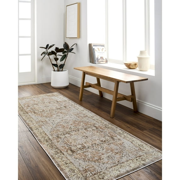 Livabliss Washable Rugs for Living Room, 5x7 Lillian Traditional Dark Brown Area Rug, Bedroom Dining Room Home Decor Stain Resistant Carpet (5'3" x 7')