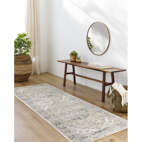 Livabliss Washable Rugs for Living Room, 3x7 Lillian Traditional Gray Runner Area Rug, Bedroom Dining Room Home Decor Stain Resistant Carpet (2'7" x 7'3" Runner)