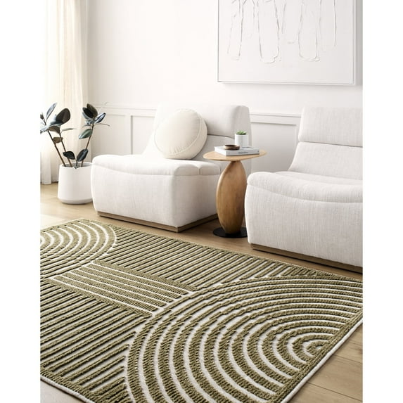 Livabliss Washable Rugs for Living Room, 3x5 Lyna Modern Beige Area Rug, Bedroom Dining Room Home Decor Stain Resistant Carpet (3'3" x 5')