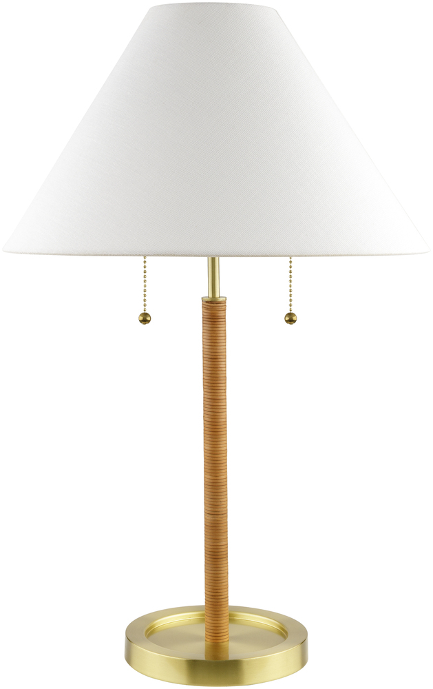 Livabliss Magda Modern Accent Table Lamp, 25-inch, Brass with White Shade