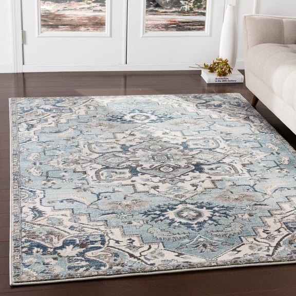 Livabliss Area Rugs for Living Room, 3x5 Mesopotamia Traditional Blue Rug, Bedroom Dining Room Home Decor Stain Resistant Carpet (2'7" x 4'11")