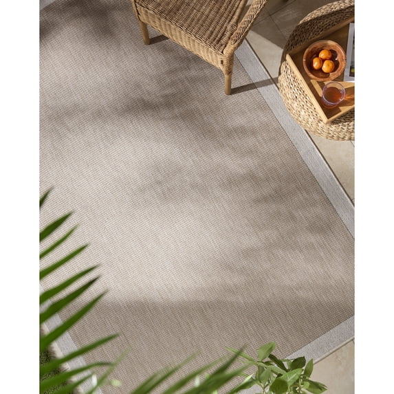 Livabliss Miami Beach Modern Solid Outdoor Area Rug, 9'2" x 12', Beige