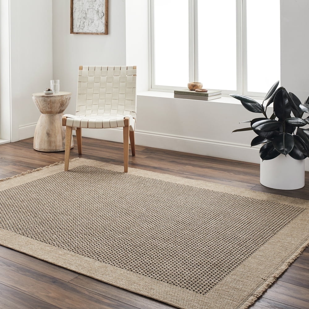 Livabliss Outdoor Rugs, 8x10 Mirage Cottage Tan Area Rug for Patio, Porch, Deck, Backyard, Waterproof Indoor Outdoor Carpet (7'10" x 10')
