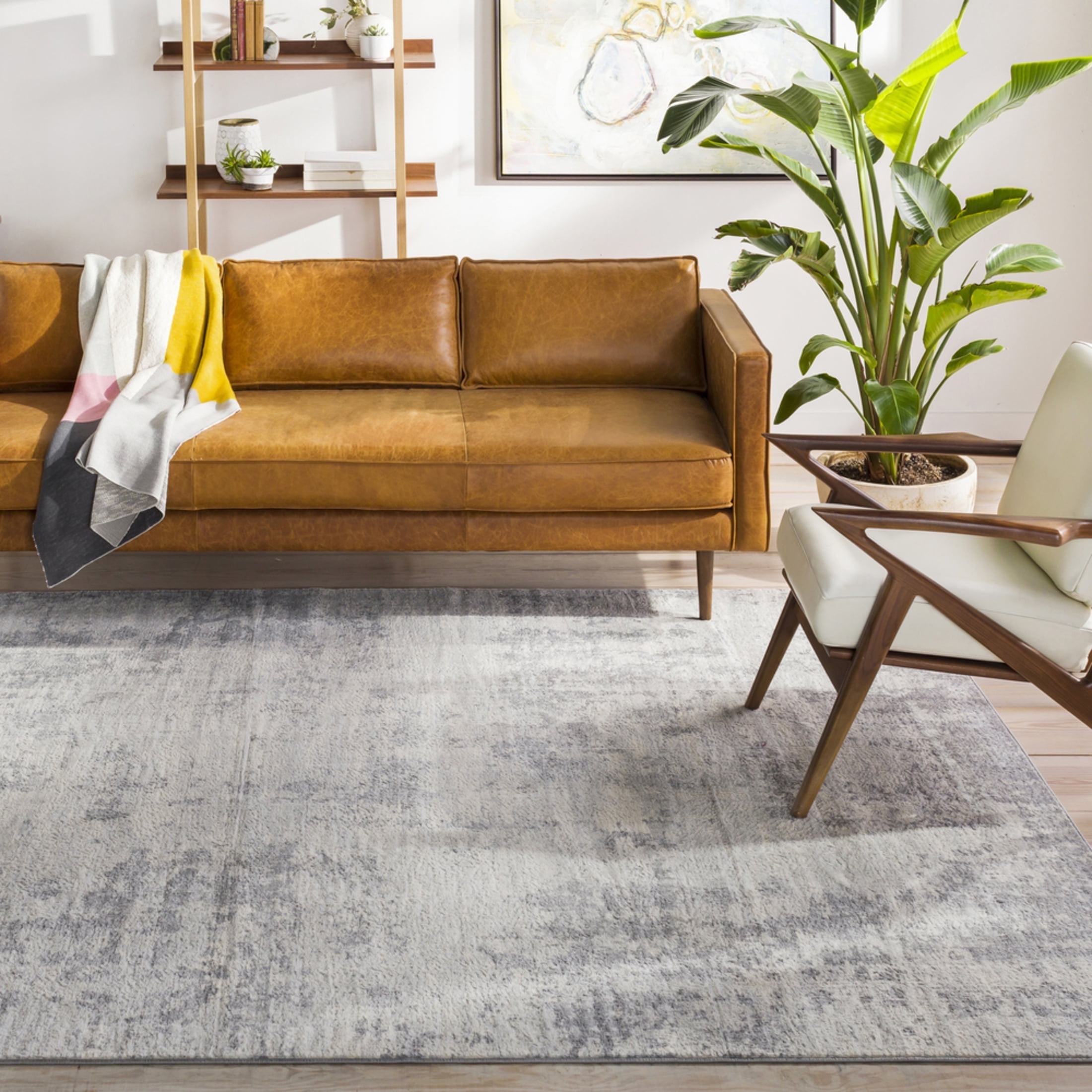Monaco Silver and Grey Abstract Area Rug, 8'10" x 12'4"