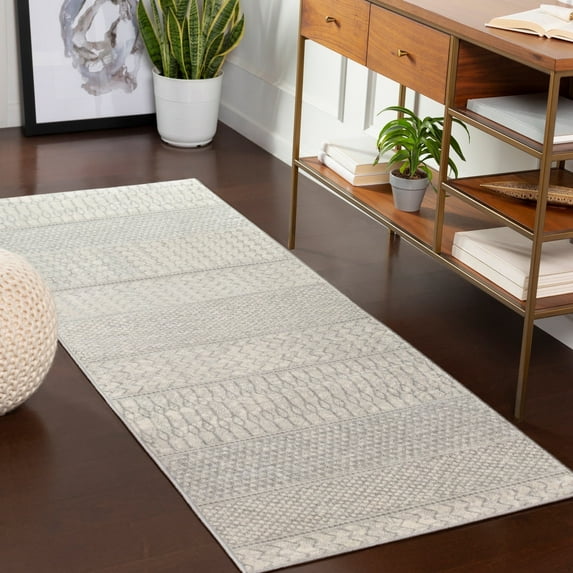 Livabliss Area Rugs for Living Room, 3x7 Monaco Global Gray Runner Rug, Bedroom Dining Room Home Decor Stain Resistant Carpet (2'7" x 7'3" Runner)