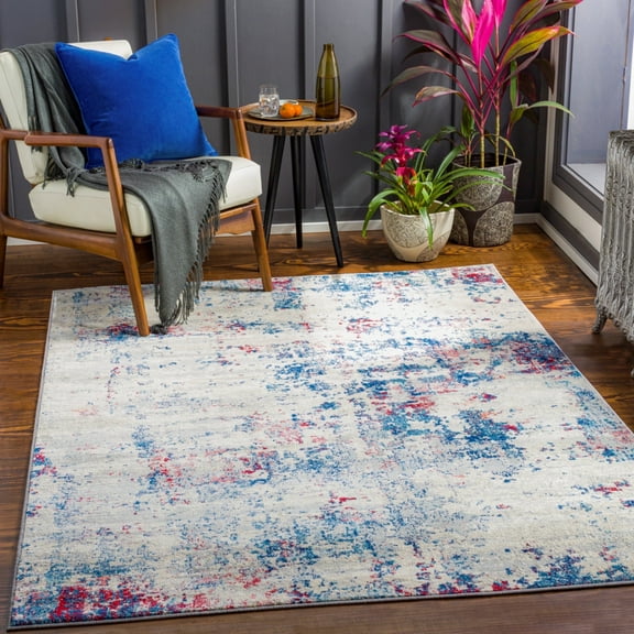 Livabliss Area Rugs for Living Room, 3x7 Monaco Modern Blue Runner Rug, Bedroom Dining Room Home Decor Stain Resistant Carpet (2'7" x 7'3" Runner)